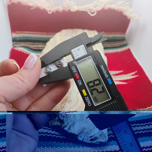 Sterling Silver Labradorite Stud Earrings Teardrop Dainty Elegant Boho 1/2" - Picture 5 of 5